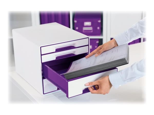 Desk Cube Leitz WOW 4-skuffer hvid/lilla