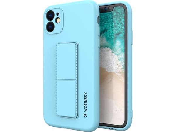 Wozinsky kickstand-deksel iPhone 12 silikondeksel med stativ - lys blå