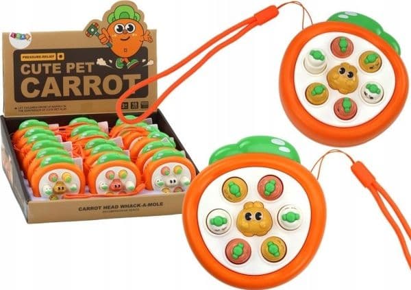 LeanToys mini ferdighetsspill Wack a mole - gulrot