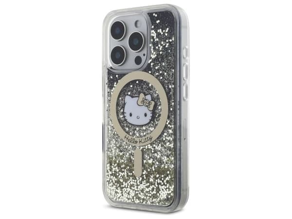 Hello Kitty Flydende glitter MagSafe iPhone 16 Pro suojakotelo - Guld