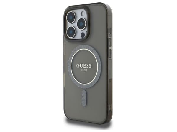 Guess IML Glitter Circle MagSafe case for iPhone 16 Pro Max - black