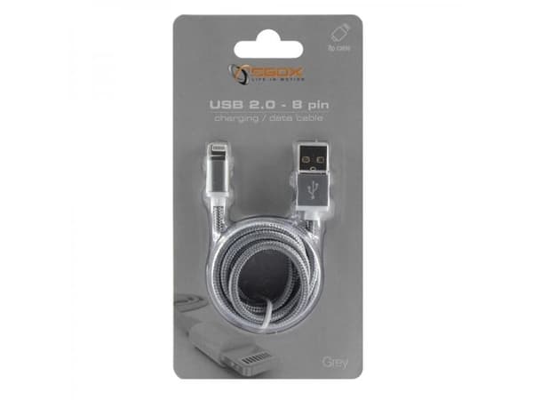 SBOX IPH7-GR, Grå, USB A, Lightning, 1,5 m, Hanstik, Hanstik