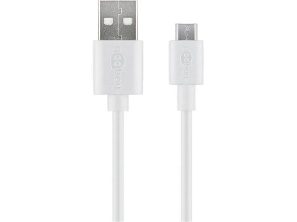 Goobay 43837, 1 m, USB A, Micro-USB B, USB 2.0, 480 Mbit/s, Vit