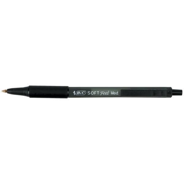 Kuglepen BIC Soft Feel sort - med klikmekanisme - (12 stk.)