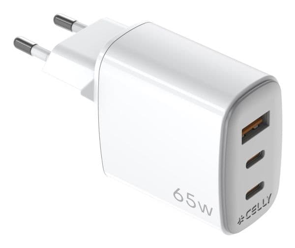 Celly UPTC1USB2USBC65, Innendørs, USB, Hvit