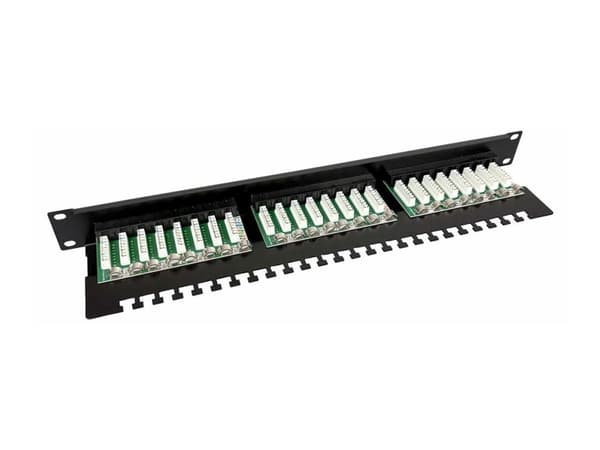 Lanview - Patch-panel - LSA - rackmontering - CAT 5e - UTP - RJ-45 X 24 - svart - 1U - 19"