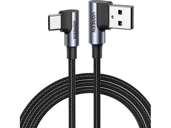 UGREEN US176 USB-A til USB-C-kabel, vinklet, 18W 3A, 3 m, grå