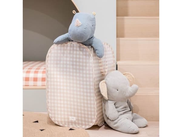 3 Sprouts pop-up vaskekurv, gingham beige