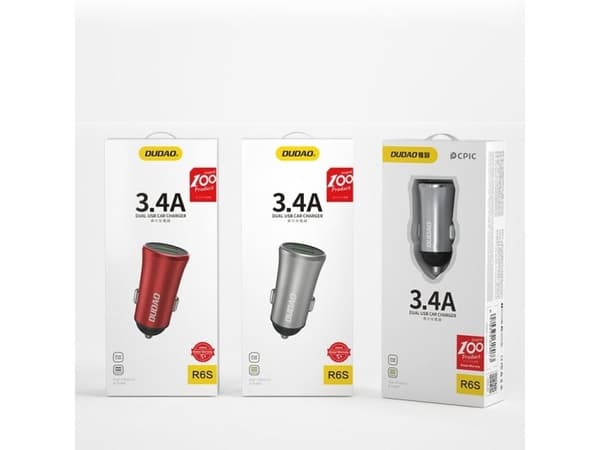 Dudao 3,4A smart billaddare 2x USB silver (R6S silver)