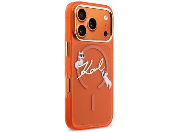 Karl Lagerfeld IML Choupettes Karl Script Logo MagSafe Case for iPhone 17 Pro - Orange