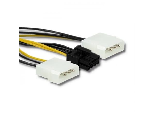 Qoltec - Strømforsyningsadapter - 8 pin PCIe-strøm (han) til 4-PIN intern strøm (han) - 15 cm - sort, gul