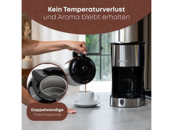 Bomann 660661, Kaffebrygger (drypp), 1,2 l, Malt kaffe, 800 W, Sort, Rustfritt stål
