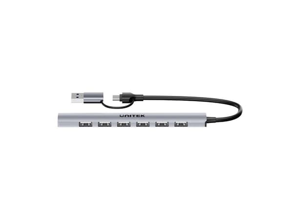 Unitek Hub USB-A/C 7in1 USB A ja USB A 5 Gbps -sovittimen kanssa