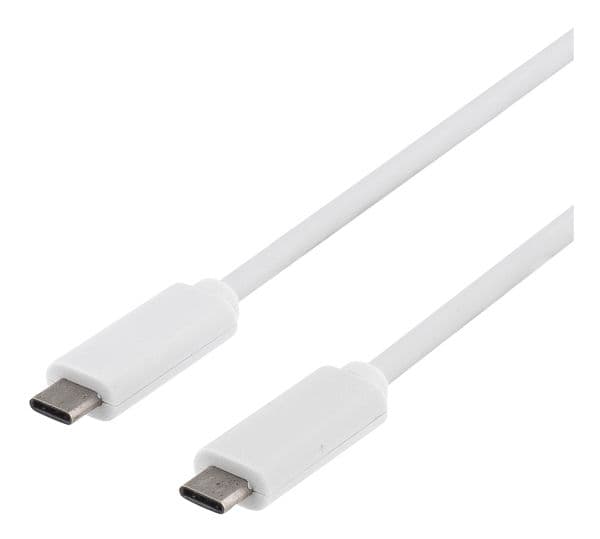 DELTACO - USB-kabel - USB-C (hann) til USB-C (hann) - USB 3.1 - 1 m - hvit