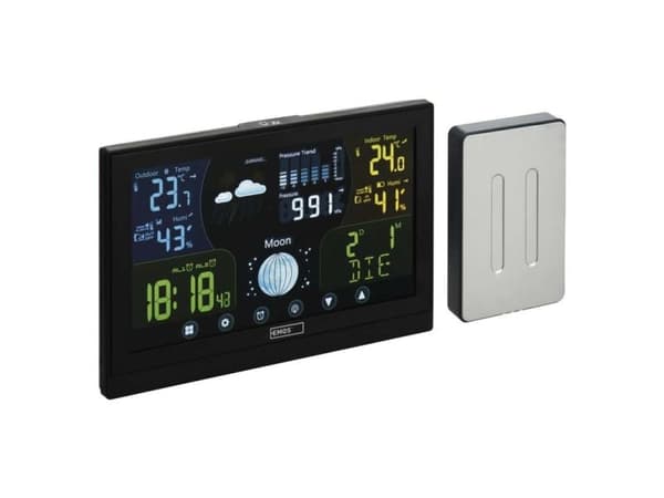 Emos E6018, Svart, Innendørs barometer, Innendørs termometer, Barometer, Hygrometer, Termometer, Barometer, Hygrometer, Termometer, 1 - 99%, 1 - 99%
