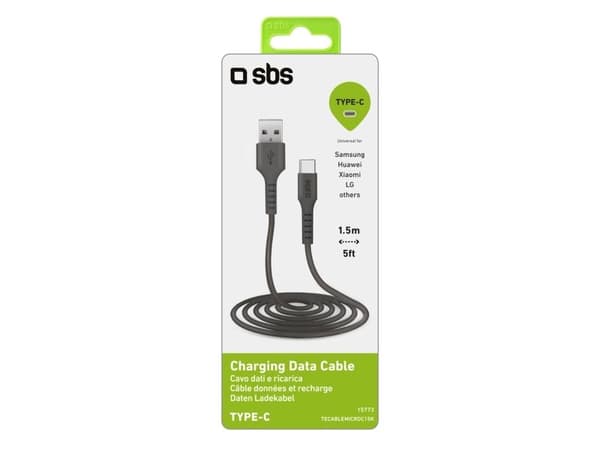 SBS TECABLEMICROC15K USB-A til USB-C-kabel 1,5 m - Svart