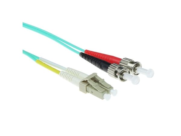 1 meter LSZH multimode fiber patchkabel duplex med LC- och ST-kontakter