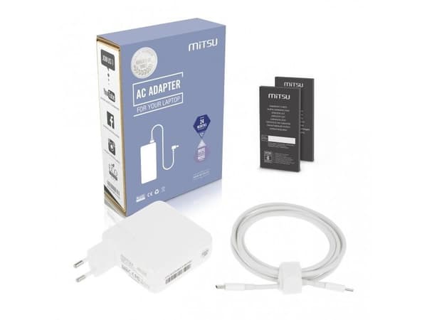 Mitsu 61W USB-C strømadapter 5–20,3 V 3 A til notebook (hvit)