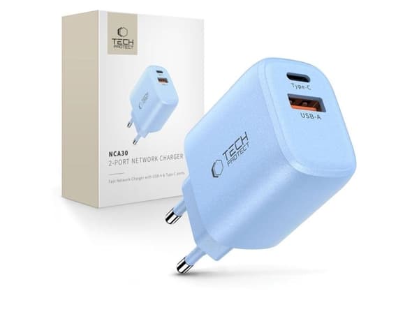 Tech-Protect NCA30 vegglader PD 30W QC3.0 USB-A / USB-C - blå