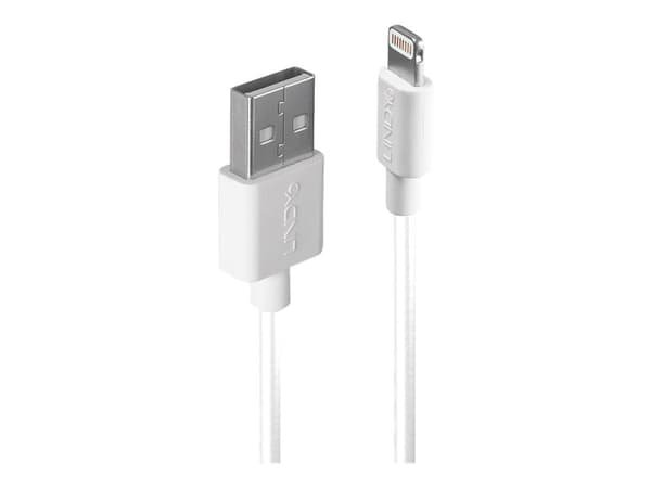 Lindy - Lightning kabel - Lightning hann til USB hann - 3 m - hvit - halogenfri