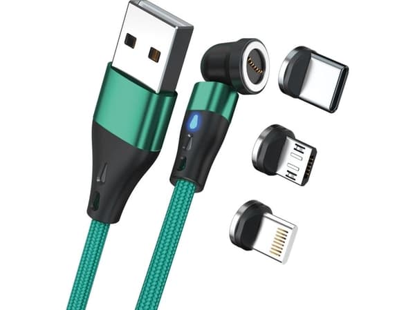RealPower MagneticCharge3, 2 m, USB A, Grønn