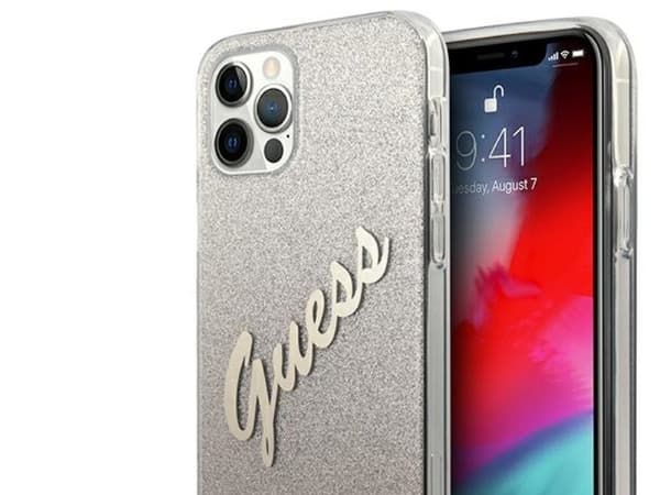 Guess GUHCP12LPCUGLSGO iPhone 12 Pro Max 6,7" hardcase gull/gull Glitter Gradient Script