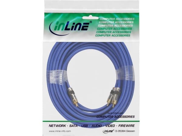 InLine 89710P, Hanstik, 2 x RCA, Hanstik, 10 m, Blå