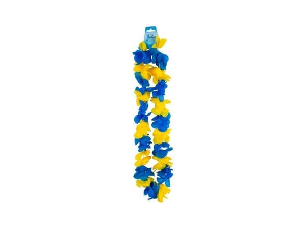 Gul och blå hawaiikrans