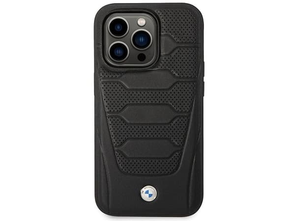 Deksel BMW BMHMP14X22RPSK til iPhone 14 Pro Max 6.7" - sort/sort skinnsetemønster MagSafe