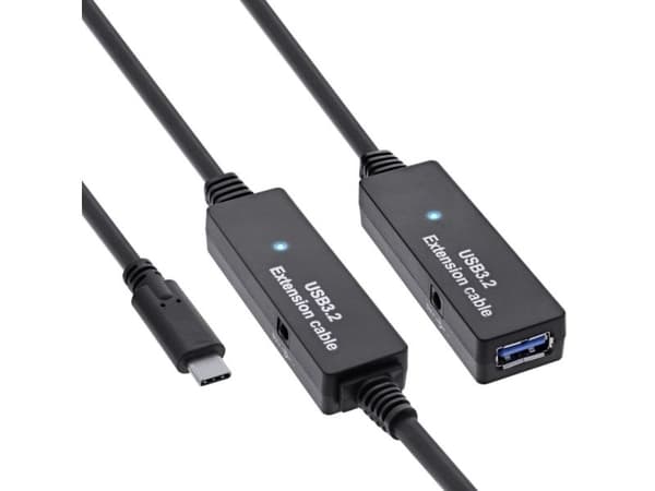 InLine 35656D, 15 m, USB C, USB A, USB 3.2 Gen 1 (3.1 Gen 1), 5 Gbit/sek, svart
