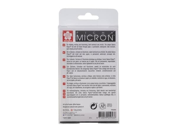 Sakura Pigma Micron, Musta, Pyöreä, Kupla, 8 kpl