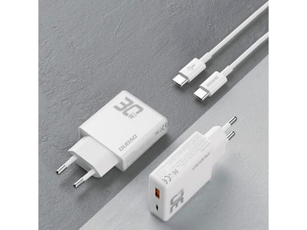 Dudao A30EU Adapter 30Watt GaN 1xUSB-C 1xUSB-A (USB-C to USB-C cable included)