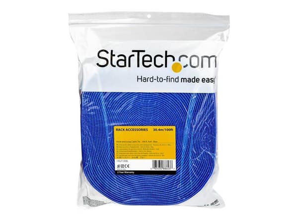 StarTech.com 100ft Hook and Loop Roll, Cut-to-Size Reusable Cable Ties, Bulk Industrial Wire Fastener Tape / Adjustable Fabric Wraps Blue / Resuabl...