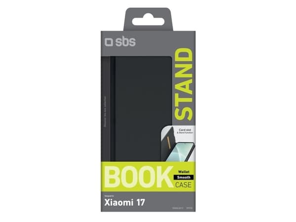 SBS Wallet Smooth Case for Xiaomi 17 with Flip - Black