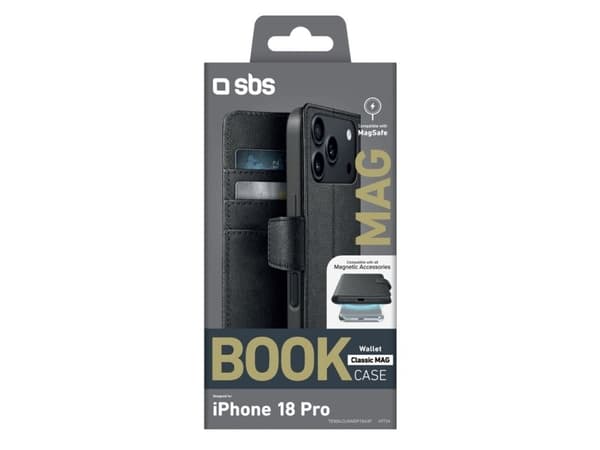 SBS Classic Mag Book, Folio, Apple, iPhone 18 Pro/17 Pro, 16 cm (6.3"), Svart