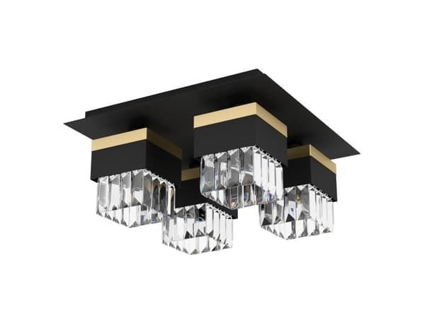 EGLO BARRANCAS LOFT 4L/E14 sort/gull/krystall