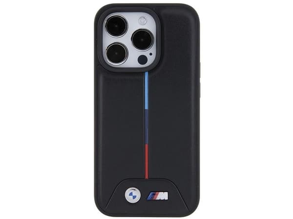 BMW Quilted Tricolor iPhone 15 Pro Case - Black