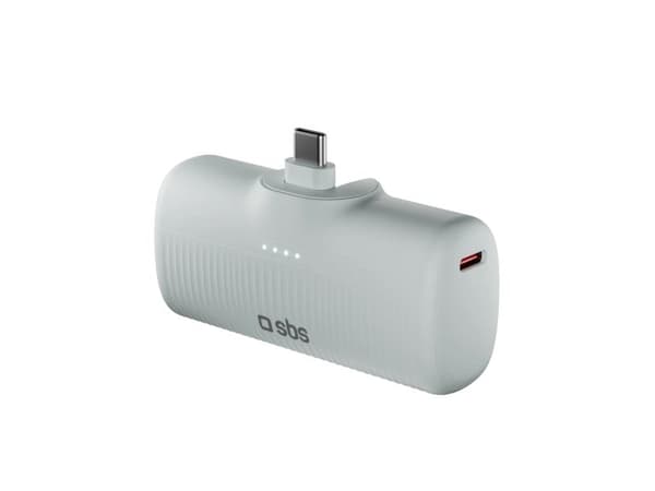 SBS EcoPower 5000 mAh 10W integroidulla USB-C-portilla harmaa
