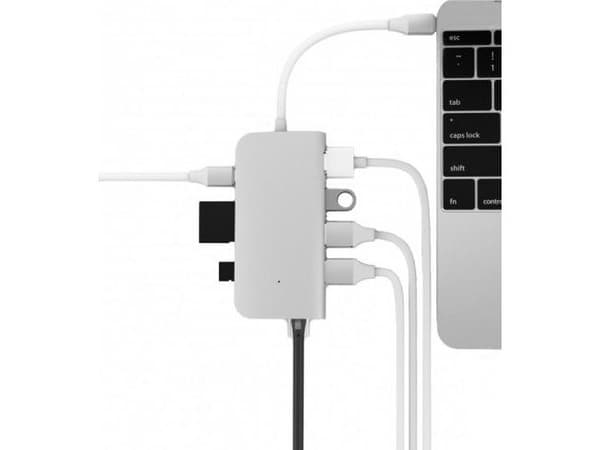 USB-C mini dokkingstasjon, HDMI, 3x USB 3.0, Ethernet, SD/MicroSD,