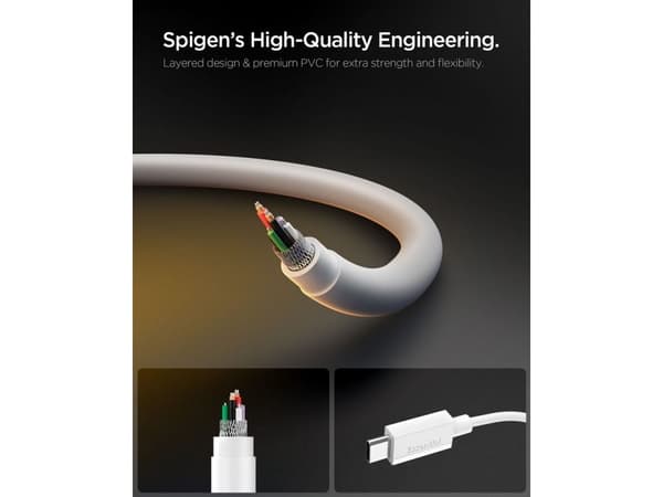 Spigen ACA08717, 1 m, USB C, USB C, USB 2.0, 0,48 Gbit/s, Hvit