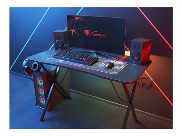 Genesis Holm 200 RGB - Skrivbord - rectangular with contoured corners - svart