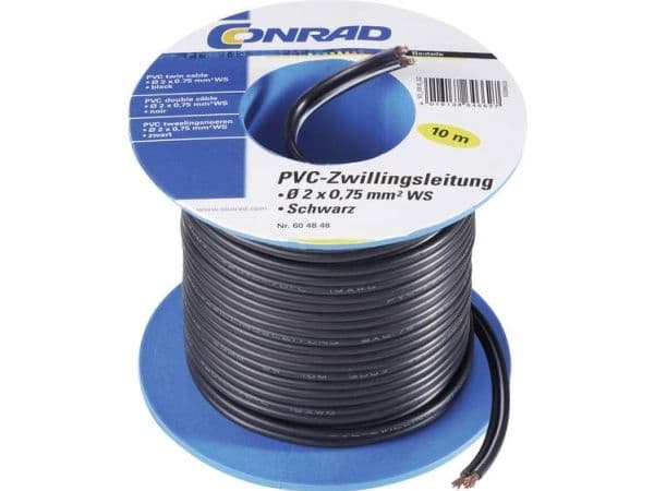 TRU COMPONENTS 1571331 kabel 2 x 0,75 mm² vit 10 m