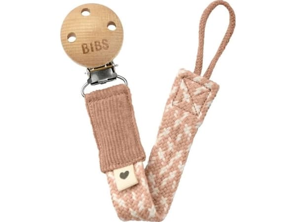 Bibs napphållare PACIFIER BRAID 100% GOTS ekologisk bomull, Blush/Ivory