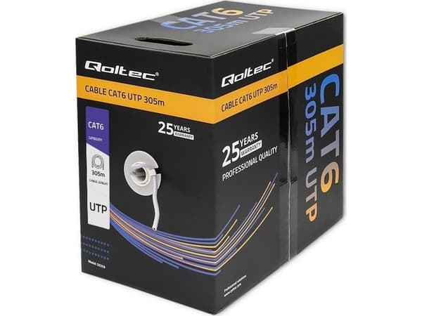 Qoltec - Bulkkabel - 305 m - UTP - CAT 6 - grå