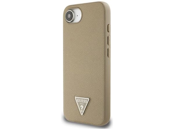 Guess Grained Triangle MagSafe-etui til iPhone 16e – brun