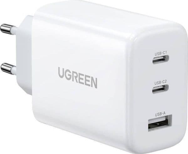 Vegglader UGREEN CD275, 2x USB-C, 1x USB, 65W (hvit)