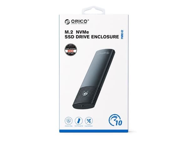 M.2 NVME USB-C 10Gbps -asematasku - musta