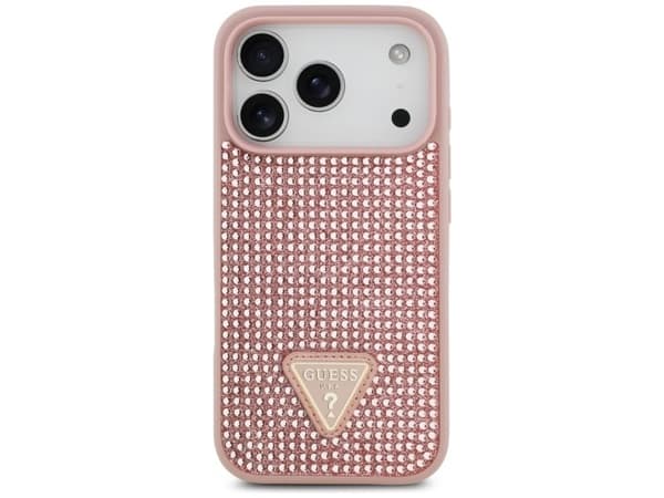 Guess Rhinestone Triangle Logo-deksel til iPhone 17 Pro - rosa