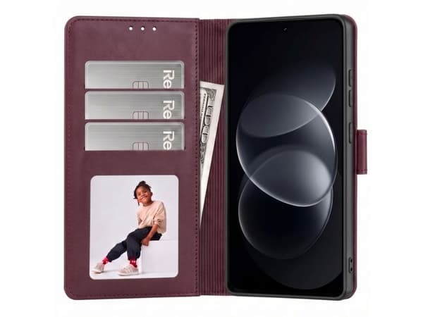 Tech-Protect Wallet case for Xiaomi Redmi Note 17 Pro 5G - burgundy