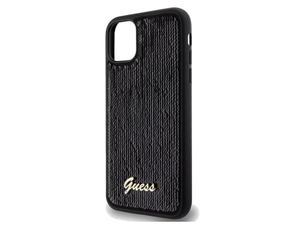 Guess Sequin Script metallskal för iPhone 11 / Xr - svart